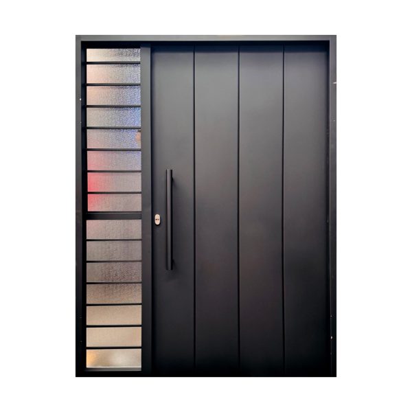 Puerta con Lateral, Doble Chapa Nº 18, Modelo Bastonado Vertical Ancho